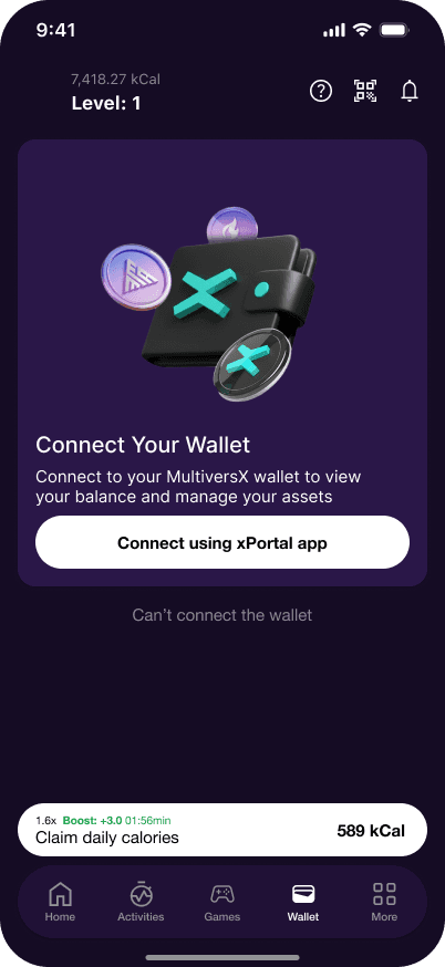 Emorya wallet connection screen for guided reward setup